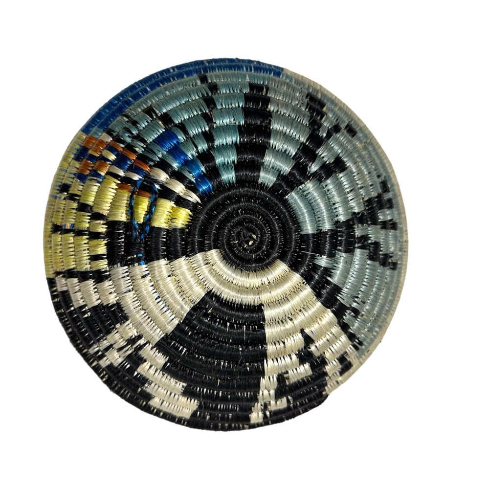 Set of 2 Handmade Rwandan Artist African Vibrant Heavy Fiber Coil Bowls 12” & 8” - Picture 11 of 16
